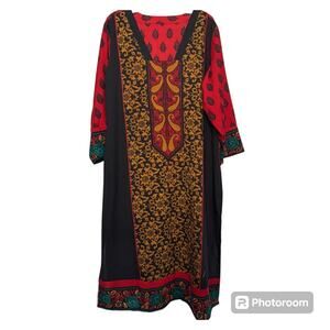 Women's Black & Red 3/4 Sleeve Kurta Top L/XL
